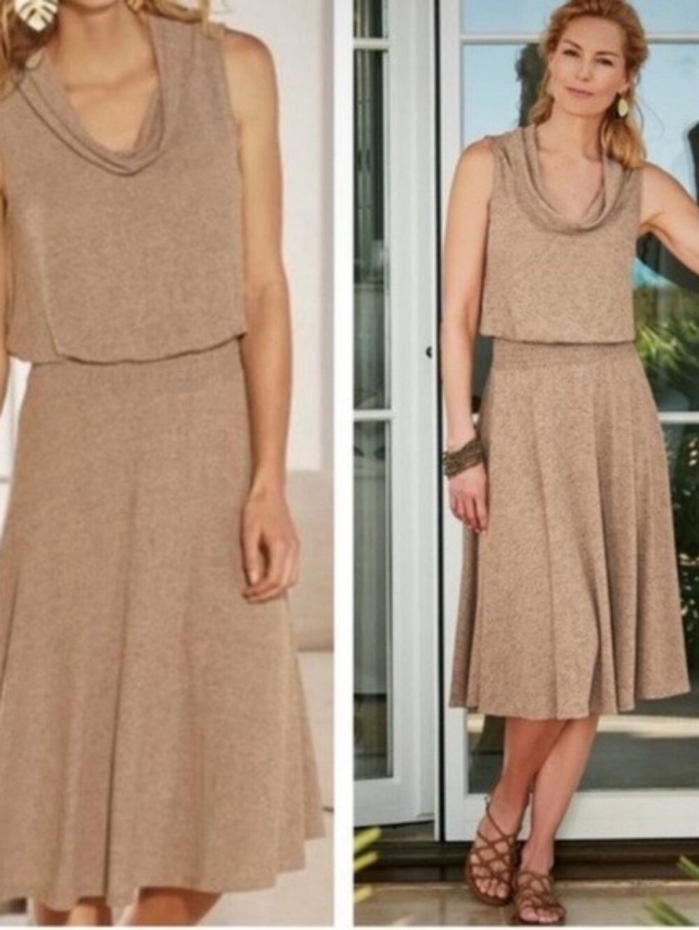 Soft Surroundings Kerry Knit Sleeveless Cowlneck Dress In Tall Small